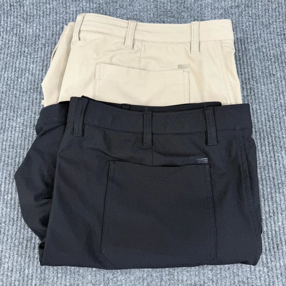 Chaps Mens Everyday Performance Cargo Shorts 42 Lot of 2 Black Khaki CM15SH465W